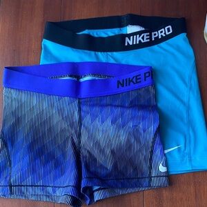 Bundle of 2 NIKE PRO DRI-FIT TRAINER ACTIVE SHORTS 3" Women’s Medium Blue Purple